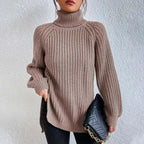 Pull Col Roulé en Tricot Oversize Femme Chunky Knit Pullover Hiver Casual - Hiverline