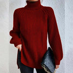 Pull Col Roulé en Tricot Oversize Femme Chunky Knit Pullover Hiver Casual - Hiverline
