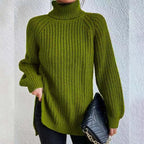 Pull Col Roulé en Tricot Oversize Femme Chunky Knit Pullover Hiver Casual - Hiverline