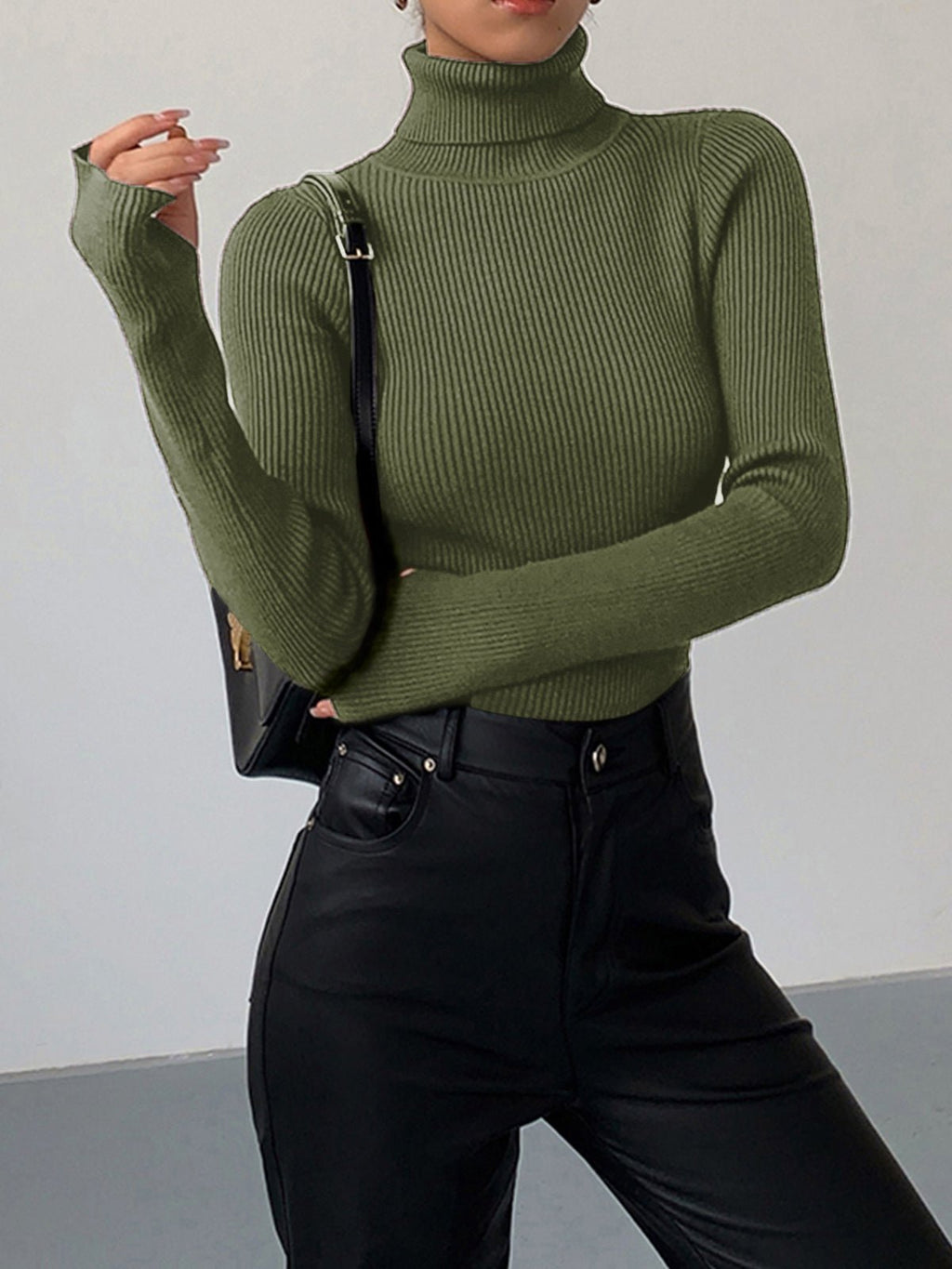 Pull Col Roulé Femme Côtelé Léger Casual Printemps Randonnée Outdoor - Hiverline