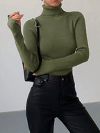 Pull Col Roulé Femme Côtelé Léger Casual Printemps Randonnée Outdoor - Hiverline