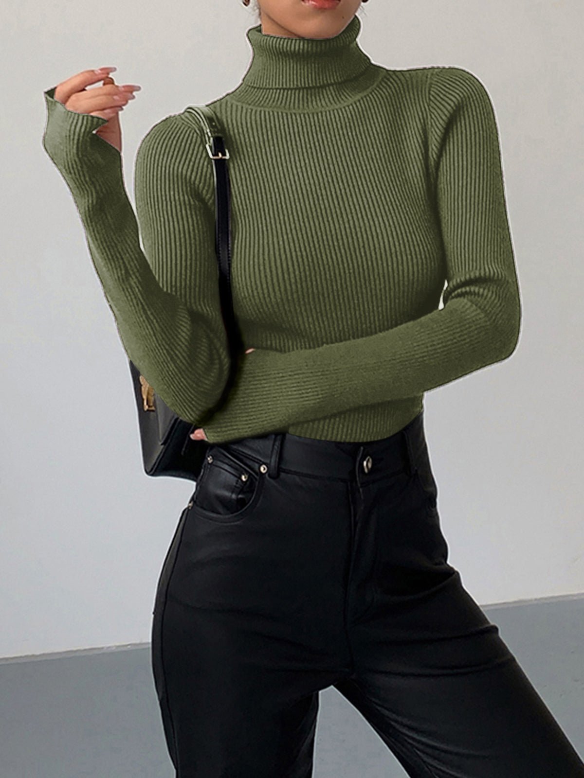 Pull Col Roulé Femme Côtelé Léger Casual Printemps Randonnée Outdoor - Hiverline