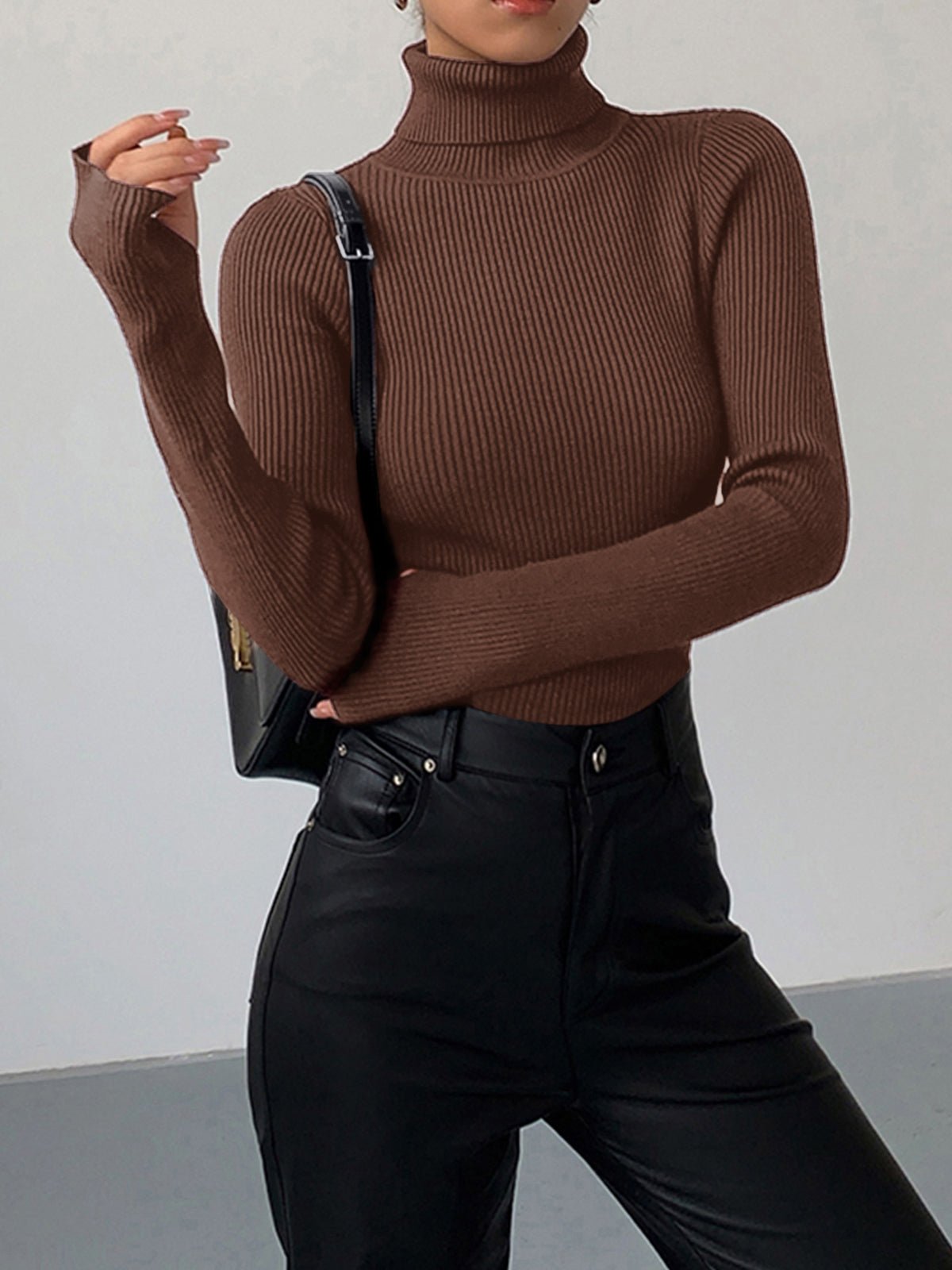 Pull Col Roulé Femme Côtelé Léger Casual Printemps Randonnée Outdoor - Hiverline