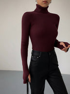 Pull Col Roulé Femme Côtelé Léger Casual Printemps Randonnée Outdoor - Hiverline