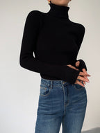 Pull Col Roulé Femme Côtelé Léger Casual Printemps Randonnée Outdoor - Hiverline