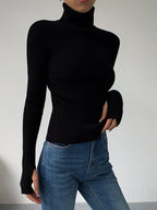 Pull Col Roulé Femme Côtelé Léger Casual Printemps Randonnée Outdoor - Hiverline