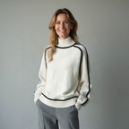 Pull Col Roulé Femme Oversize Contrasté Casual Hiver - Hiverline