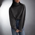 Pull Col Roulé Femme Oversize Contrasté Casual Hiver - Hiverline