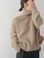 Pull Col Roulé Femme Oversize en Cachemire Tricoté Casual Hiver - Hiverline