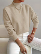 Pull Col Roulé Femme Tricoté Oversize Manches Longues Casual Hiver - Hiverline