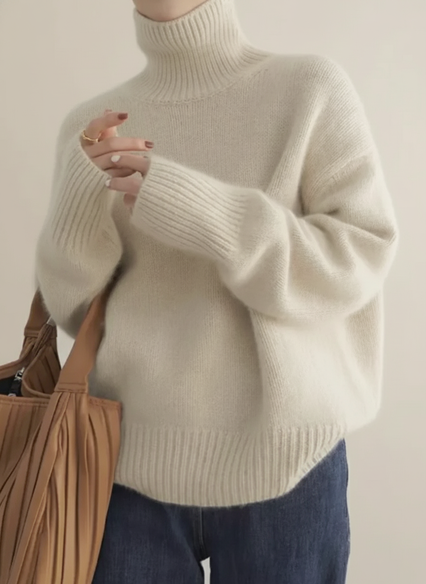 Pull Col Roulé Oversize Femme Tricot Doux Chaud Casual Hiver - Hiverline