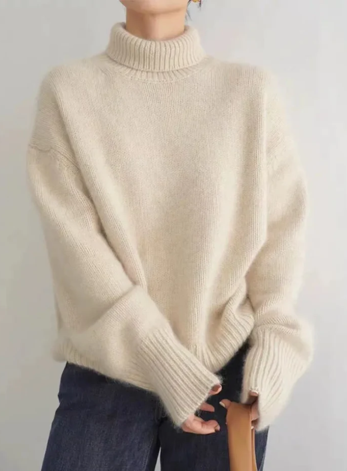 Pull Col Roulé Oversize Femme Tricot Doux Chaud Casual Hiver - Hiverline