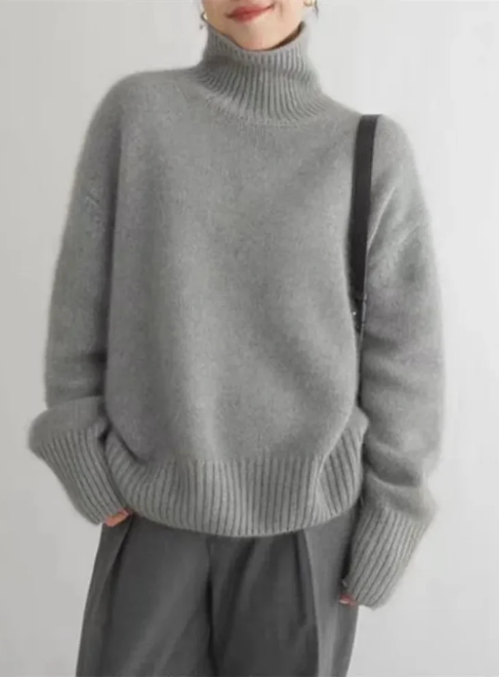 Pull Col Roulé Oversize Femme Tricot Doux Chaud Casual Hiver - Hiverline