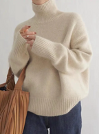Pull Col Roulé Oversize Femme Tricot Doux Chaud Casual Hiver - Hiverline