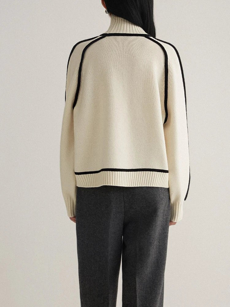Pull Col Roulé Surdimensionné Femme Colorblock Tricoté Casual Hiver - Hiverline