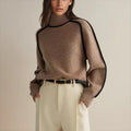 Pull Col Roulé Surdimensionné Femme Colorblock Tricoté Casual Hiver - Hiverline