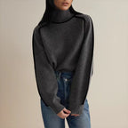 Pull Col Roulé Surdimensionné Femme Colorblock Tricoté Casual Hiver - Hiverline