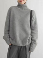 Pull Col Roulé Surdimensionné Femme Tricot Doux Casual Hiver - Hiverline