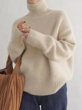 Pull Col Roulé Surdimensionné Femme Tricot Doux Casual Hiver - Hiverline