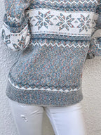 Pull Femme à Motif Flocon de Neige Col Montant Tricot Jacquard Hiver - Hiverline
