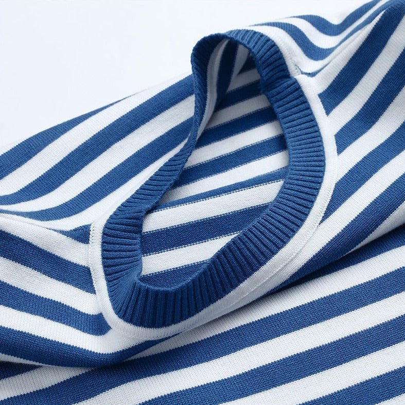Pull Femme à Rayures Nautiques Col Rond Manches Longues Coupe Décontractée - Hiverline