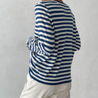Pull Femme à Rayures Nautiques Col Rond Manches Longues Coupe Décontractée - Hiverline