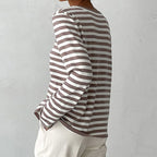 Pull Femme à Rayures Nautiques Col Rond Manches Longues Coupe Décontractée - Hiverline