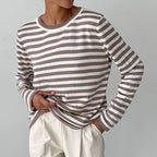 Pull Femme à Rayures Nautiques Col Rond Manches Longues Coupe Décontractée - Hiverline