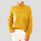Pull Femme Col Montant Maille Torsadée Oversize Casual Hiver - Hiverline