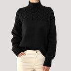 Pull Femme Col Montant Maille Torsadée Oversize Casual Hiver - Hiverline