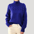 Pull Femme Col Montant Maille Torsadée Oversize Casual Hiver - Hiverline