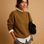 Pull Femme Col Rond Oversize Manches Longues Tricot Doux - Hiverline