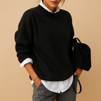 Pull Femme Col Rond Oversize Manches Longues Tricot Doux - Hiverline