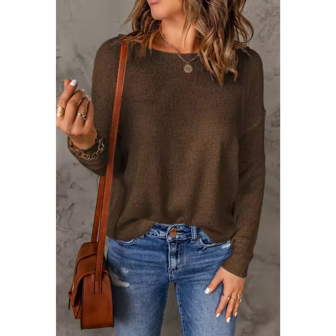 Pull Femme Col Rond Tricot Oversize Casual Hiver Automne - Hiverline