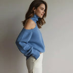 Pull Femme Col Roulé Épaule Dénudée Manches Longues Oversize - Hiverline