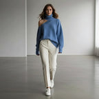 Pull Femme Col Roulé Épaule Dénudée Manches Longues Oversize - Hiverline