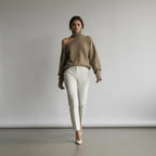 Pull Femme Col Roulé Épaule Dénudée Manches Longues Oversize - Hiverline
