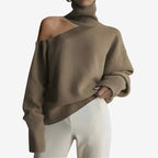 Pull Femme Col Roulé Épaule Dénudée Manches Longues Oversize - Hiverline