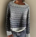 Pull Femme Fair Isle Dégradé Col Rond Manches Longues Coupe Décontractée Hiver - Hiverline