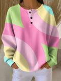 Pull Femme Maille Gaufrée Oversize à Boutons Henley Manches Longues Automne - Hiverline
