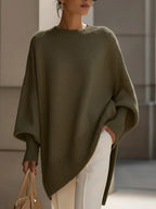 Pull Femme Oversize Col Rond Manche Chauve-Souris Tricot Casual Hiver - Hiverline