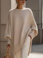 Pull Femme Oversize Col Rond Manche Chauve-Souris Tricot Casual Hiver - Hiverline