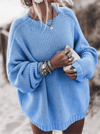 Pull Femme Oversize Grosse Maille Pullover Décontracté Casual Hiver - Hiverline