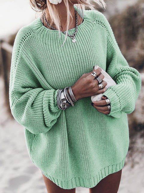 Pull Femme Oversize Grosse Maille Pullover Décontracté Casual Hiver - Hiverline