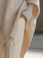 Pull Femme Oversize Manches Chauve-Souris Col Rond Tricot - Hiverline