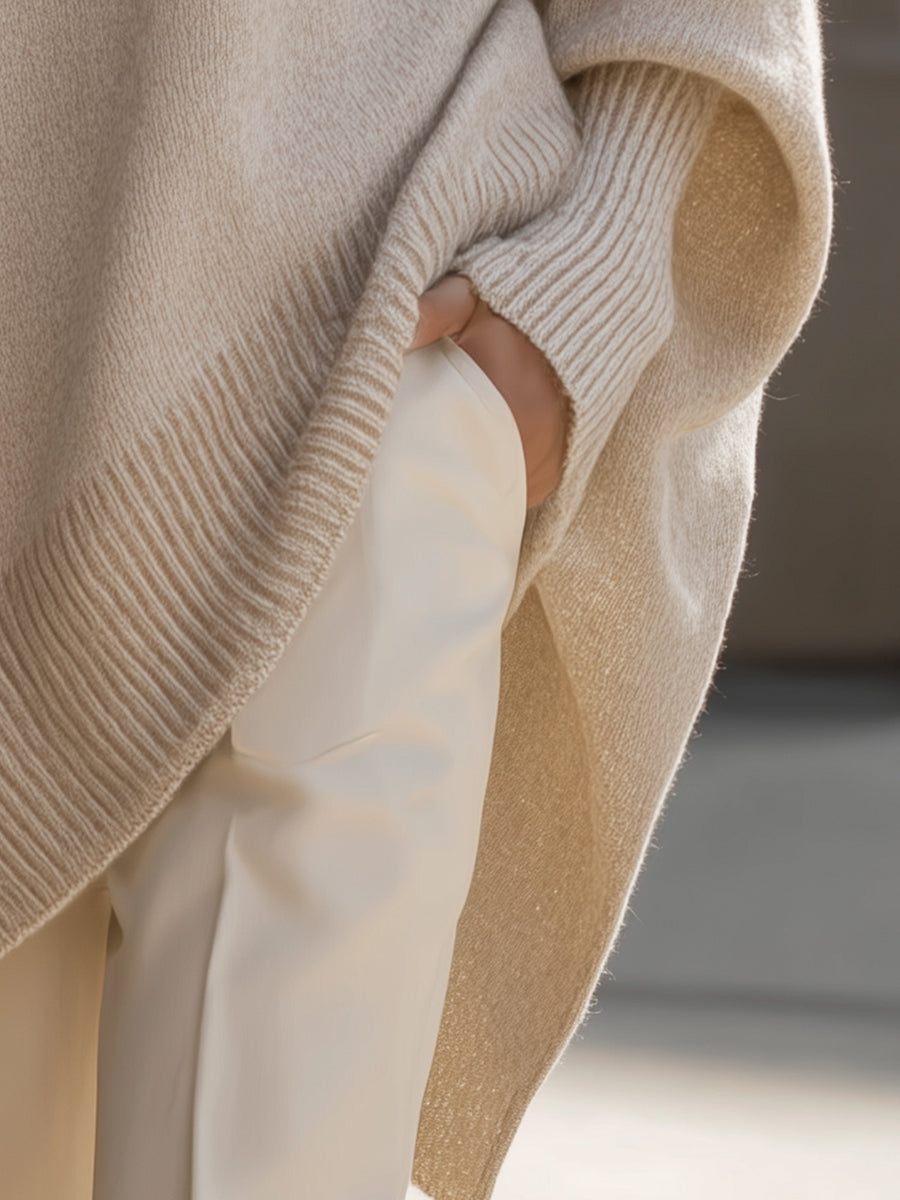 Pull Femme Oversize Manches Chauve-Souris Col Rond Tricot - Hiverline