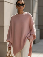 Pull Femme Oversize Manches Chauve-Souris Col Rond Tricot - Hiverline