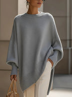 Pull Femme Oversize Manches Chauve-Souris Col Rond Tricot - Hiverline