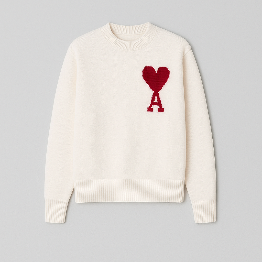 Pull Femme Oversized Logo Cœur Tricot Encolure Ronde Streetwear Casual - Hiverline