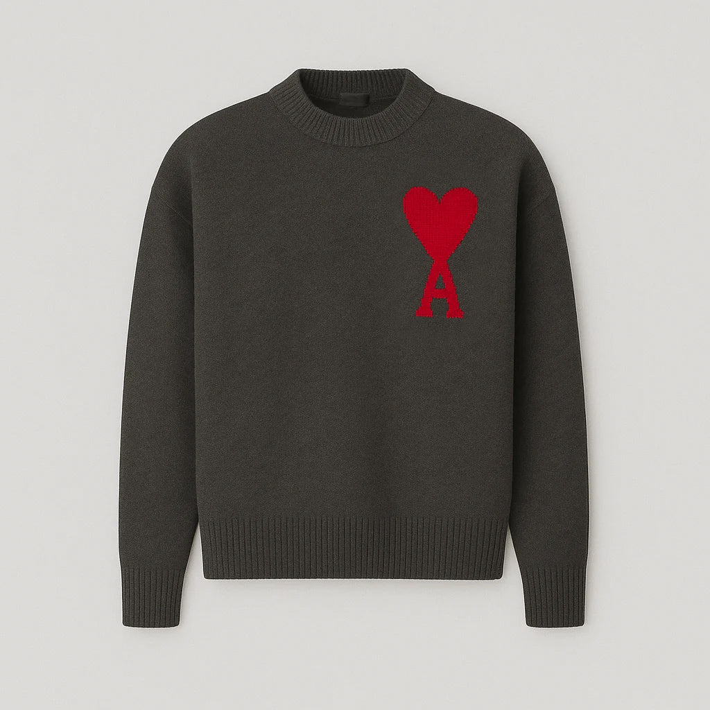 Pull Femme Oversized Logo Cœur Tricot Encolure Ronde Streetwear Casual - Hiverline